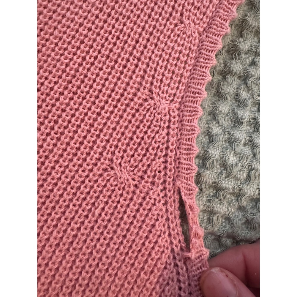 Vintage Charter Club Pink V-Neck Knit Sweater Vest Ramie Cotton Blend Size M. - Picture 7 of 8